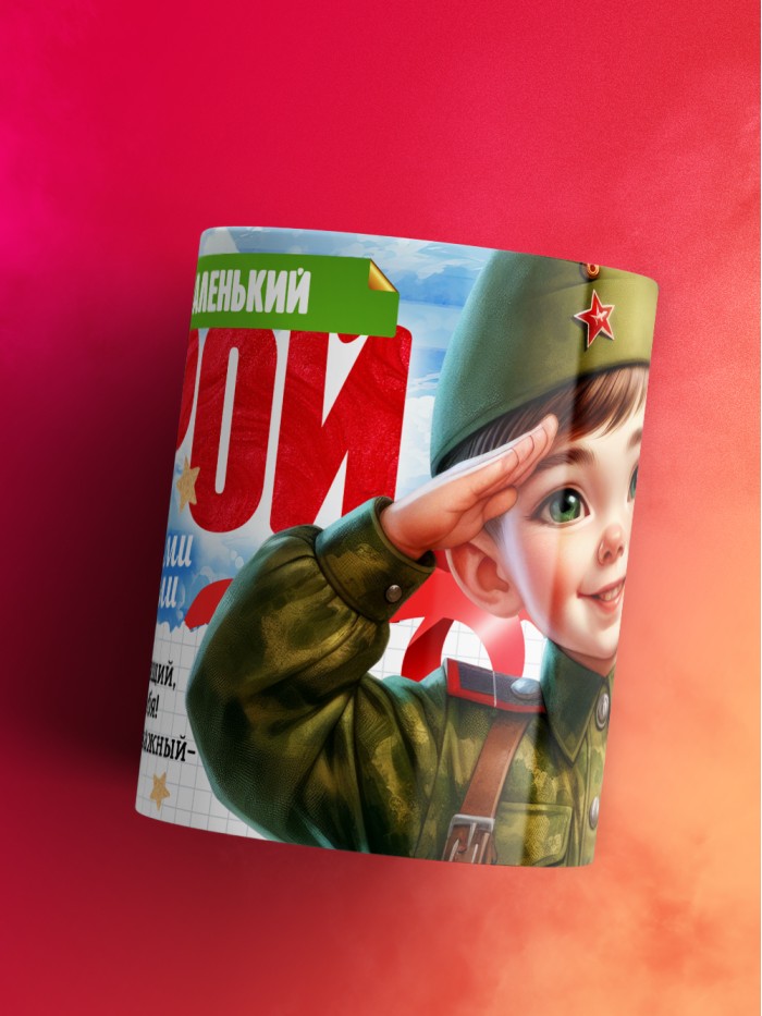 Детская кружка на 23 февраля Глеб  маленький герой  Иннополис
