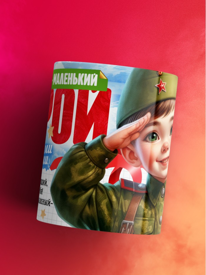 Детская кружка на 23 февраля Коленька  маленький герой  Иннополис