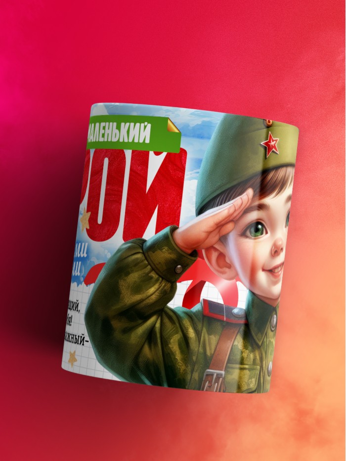 Детская кружка на 23 февраля Ромка  маленький герой  Иннополис