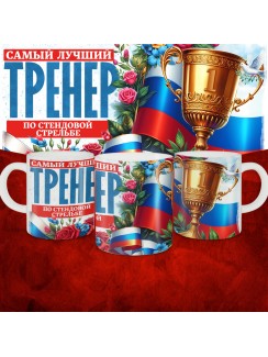 Кружка с принтом: Самый лучший тренер по По Стендовой стрельбе, белая, 330 мл